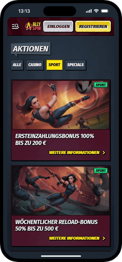 Allyspin Willkommensbonus für Sportwetten